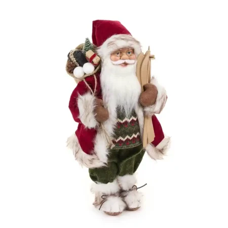 Pai Natal com Ski e Saco de Presentes - 45cm