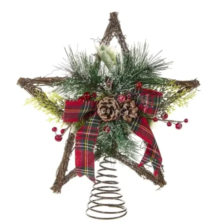 Estrela para Árvore com Laço e Pinhas - 30cm