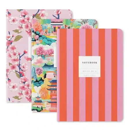 Conjunto de 3 Notebooks Kaleido - Riscas