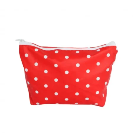 Bolsa Saco de Cosméticos Plastificada Dots Encarnado 20cm