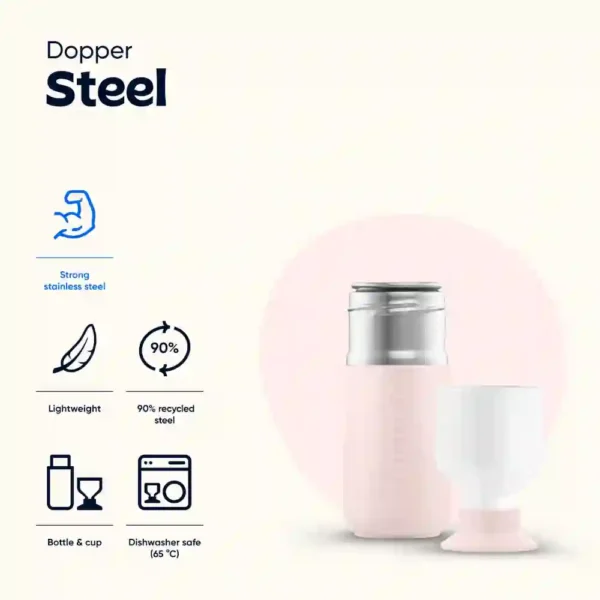 Garrafa Dopper Steel 350ml - Soft Pink - Image 3