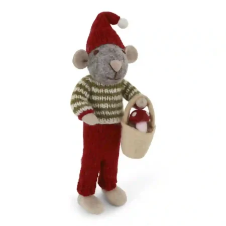 Rato Médio Cinzento Gry & Sif - Menino com Cogumelo em Balde