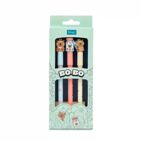 Conjunto de 3 Canetas Apagáveis Bo-Bo Mr Wonderful – Capivaras Saúde