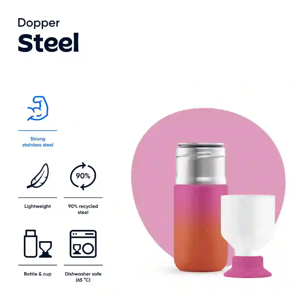 9634 Garrafa Dopper Steel 350ml Sunset Pink 11 Garrafa Dopper Steel 350ml Sunset Pink - Image 10