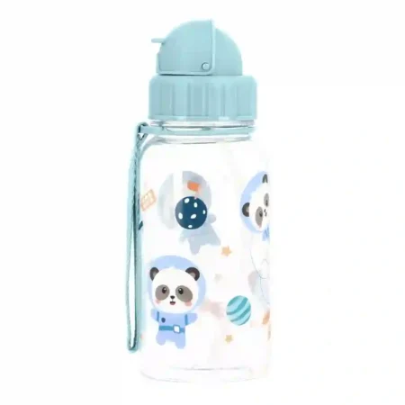 Garrafa Tritan com Palhinha 500ml Tutete Pandas no Espaço
