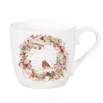 Caneca Porcelana PPD com Caixa Beautiful Christmas Wreath