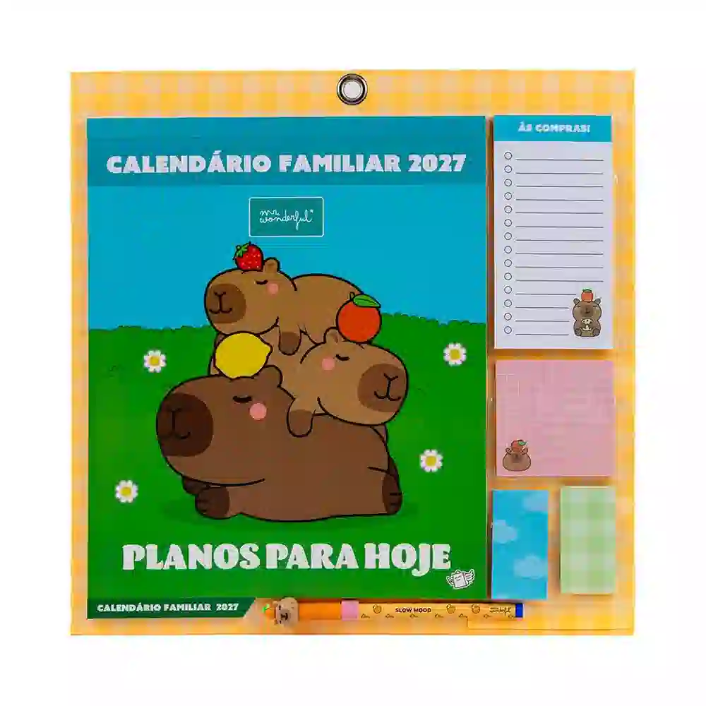 9985 Calendario Parede Magnetico Mr Wonderful Capivara Bo Bo 2027 1 Calendário Familiar de Parede Magnético Mr Wonderful Capivara e Bo-Bo 2027