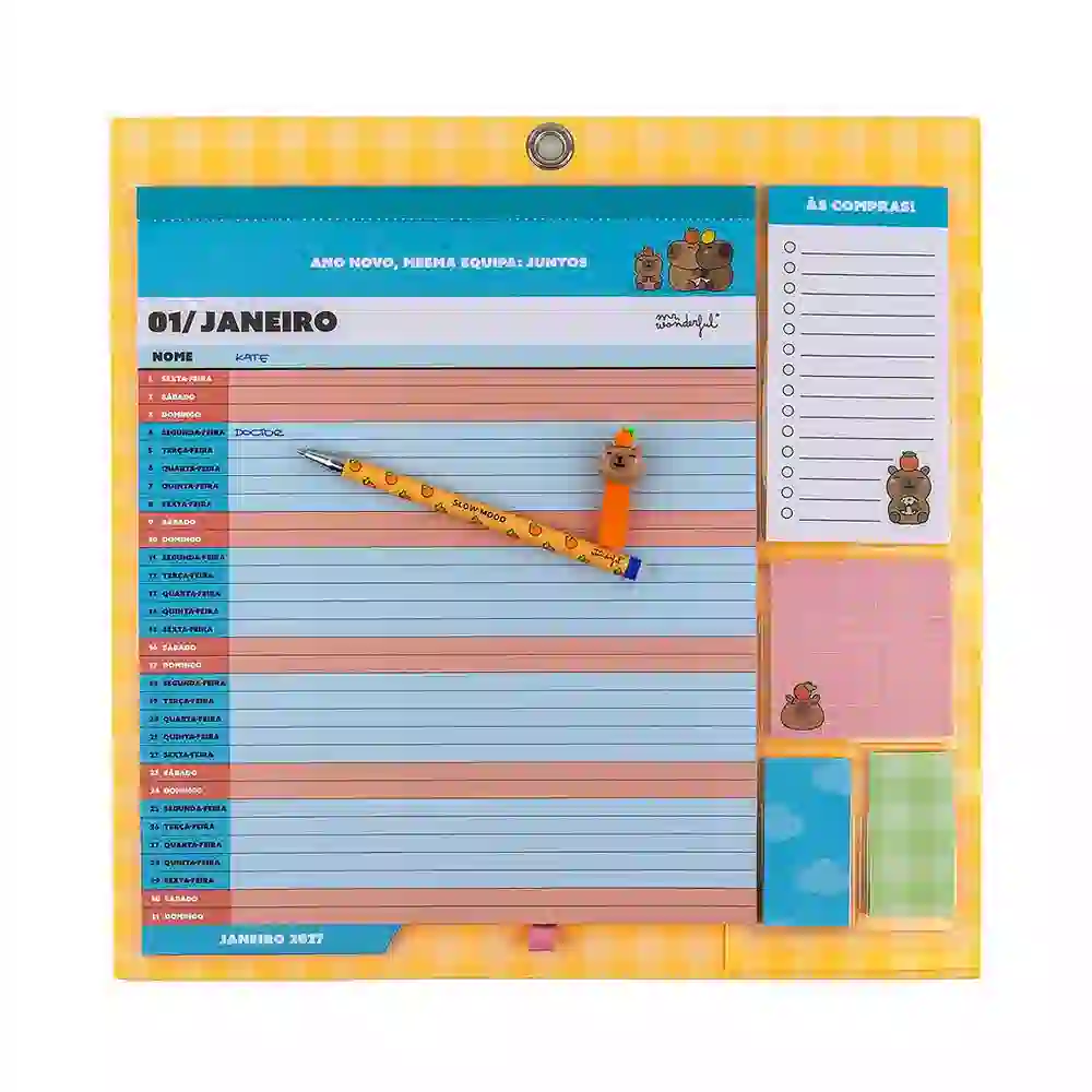 9985 Calendario Parede Magnetico Mr Wonderful Capivara Bo Bo 2027 2 Calendário Familiar de Parede Magnético Mr Wonderful Capivara e Bo-Bo 2027 - Image 7